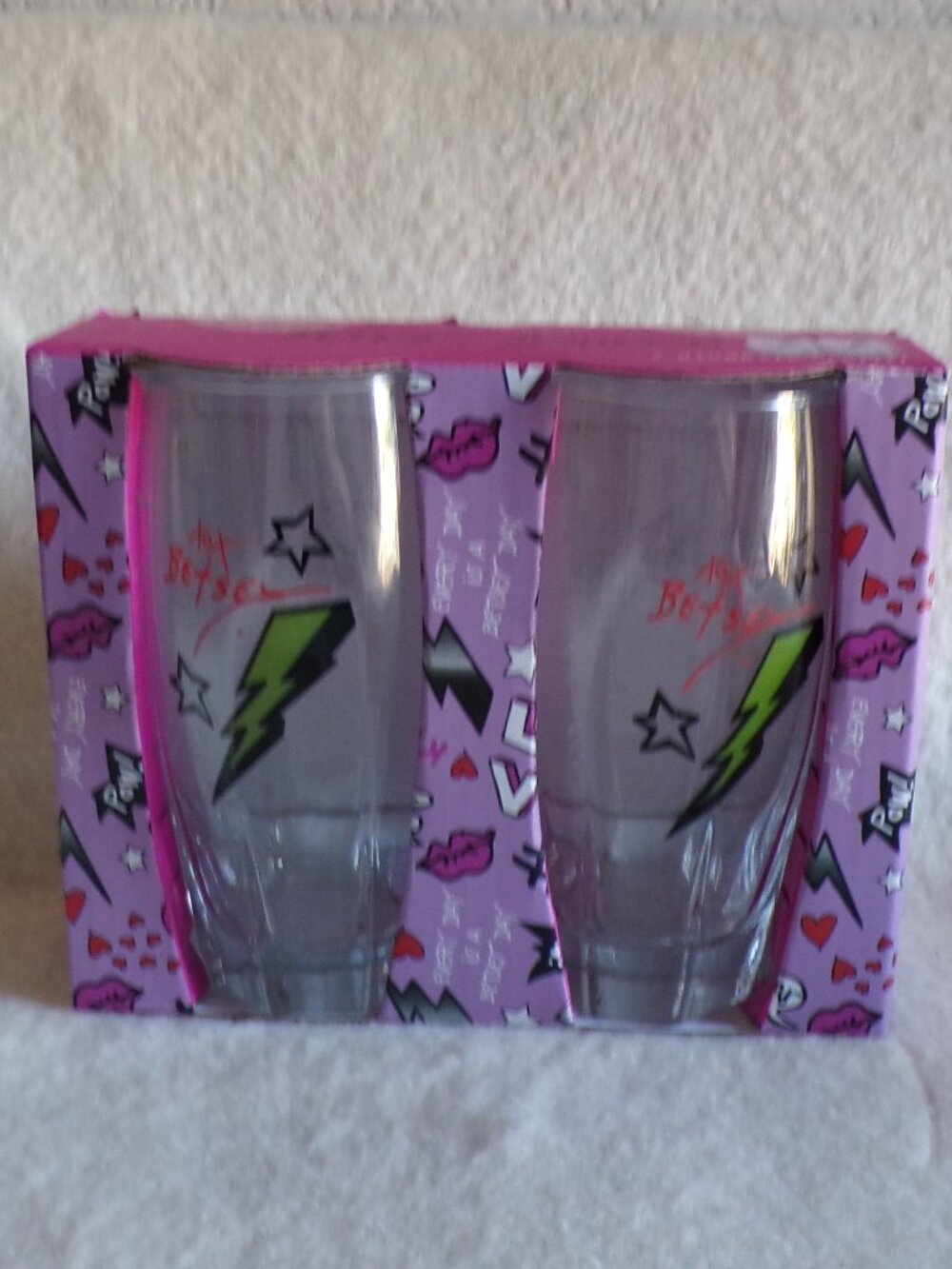 2 Betsy Johnson Highball Glasses Barware Glassware Drinking Glasses New
